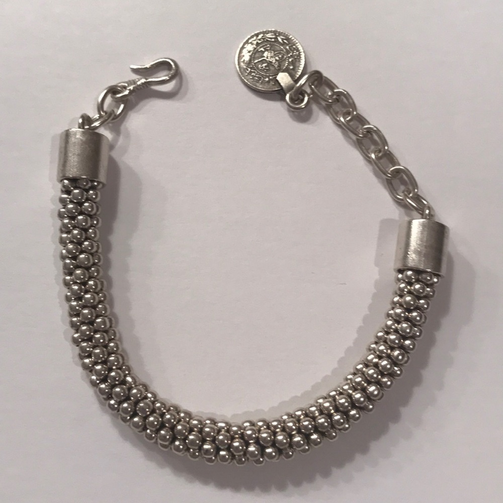Rope Antique Silver Bracelet With Hanging Coin NWT